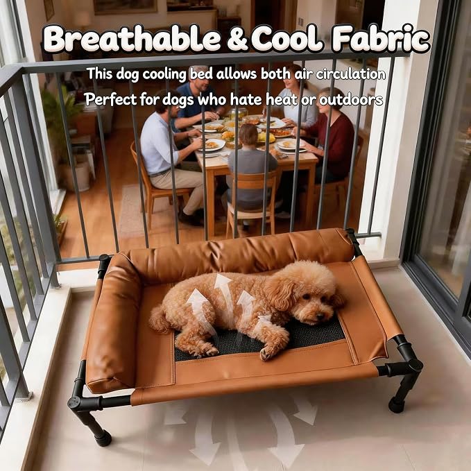 Small Elevated Dog Bed,Cooling Hammock with Soft Edge Pillow,Features Non-Slip Base Portable Pet Travel Cot,Indoor Outdoor Universal(23.62" L x 15.75" W x 5.91" H)