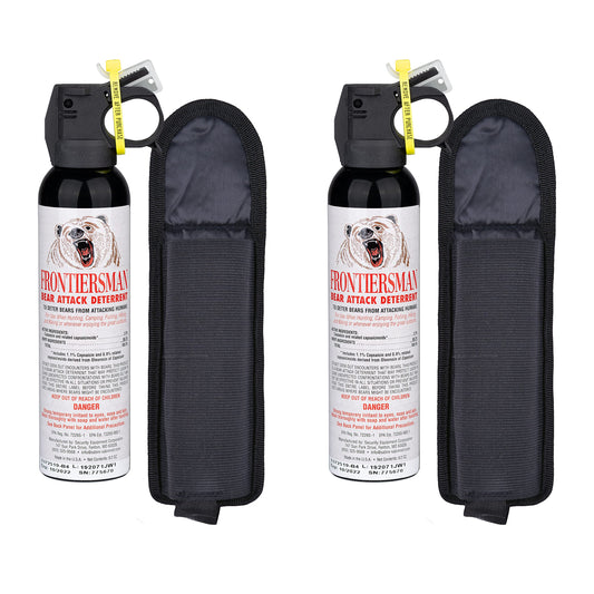 SABRE Frontiersman Bombe anti-ours 272 ml Puissance maximale 2,0 % de capsaïcinoïdes majeurs Portée puissante de 10,6 m Répulsif anti-ours Protection pour le camping et la randonnée en extérieur Étui à extraction rapide et options multipack