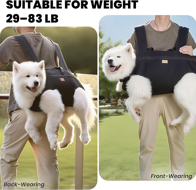 Dog Lift Harness Backpack Carrier for Large Dogs, Full Body Sling with Handle, Dog Harness for Joint Injuries, Arthritis, Ideal for Stairs, Elderly Dogs