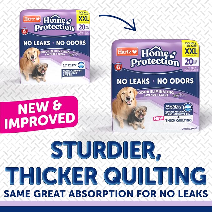 Hartz Home Protection Super Absorbent Odor Eliminating Lavender Scented No Leak Dog Pads, XXL 20 Count (Pack of 3)