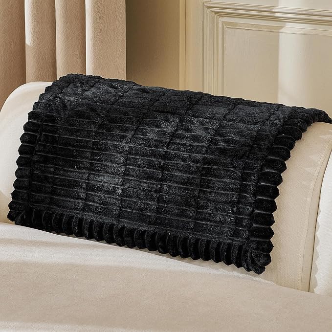 FUANGUI Waterproof Armrest Couch Cover for Dogs,27.6" x 27.14", Black | Non-Slip Backrest Cover Recliner Chair Protector, Fuzz Soft Armchair Armrest Cover Washable Couch Covers Sofa Pet Friendly