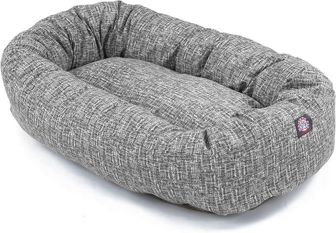 Majestic Pet 24 Inch Bagel Calming Dog Bed Washable – Cozy Soft Round Dog Bed with Spine Support for Dogs to Rest Their Head - Fluffy Donut Puppy Mat 24x19x7 (Inch) Small – Lt. Black