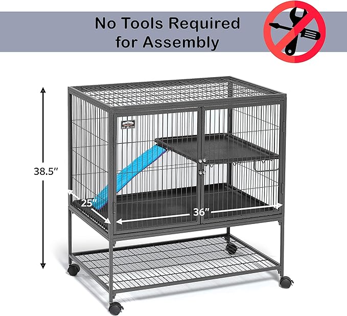 MidWest Homes for Pets Ferret Nation Single Unit Small Animal Cage, 2 Tiers, Includes Pan, Shelf, Ramp & Cover, for Ferrets & Other Small Animals