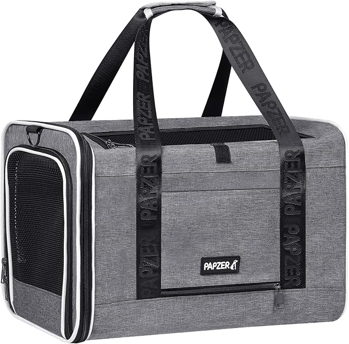 Cat Carrier for Travel, Soft-Sided, Top Loading, Privacy Curtain, to 20 lbs | Medium Pet Carry Bag Nervous Cat, Vet Visits Car Transport, Luggage Sleeve Suitcase Attachable Small Puppy Crate Kennel Grey