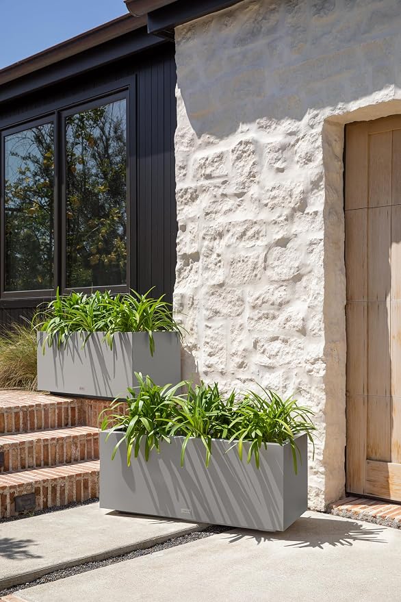 Veradek Block Series Long Box Planter, Large Rectangular | Indoor or Outdoor Use, Durable All-Weather, Drainage Holes, Modern Décor, For Tall Plants, Flowers or Shrubs