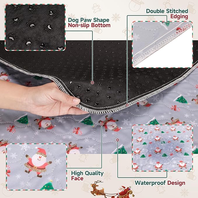 Aitmexcn Washable Pee Pads for Dogs, 2 Pack Christmas Pads, 31'' x 36'' | Highly Absorbent, Waterproof Layer, Machine Washable, Non-Slip Bottom, For Puppy Training and Crates