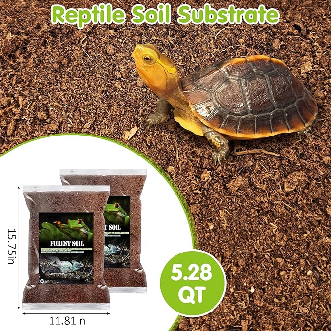 VCEPJH 2 Pcs Reptile Substrate Burrowing Tortoise Bedding for Habitat Bearded Dragon Enclosure Topsoil Terrarium Substrate for Snake Tarantula Gecko Lizard Spidey Frog Hermit Crab (5 L)