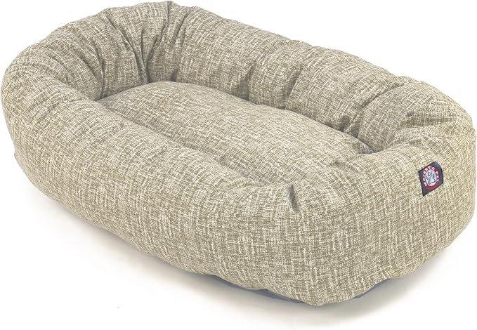 Majestic Pet Bagel Calming Dog Bed, 40 Inch Large, Round, Washable, Tan | Cozy Soft Fluffy Donut Pet Bed with Spine Support for Head Rest – Anti-Anxiety Comfort for Puppies & Dogs, 40x29x9 Inches