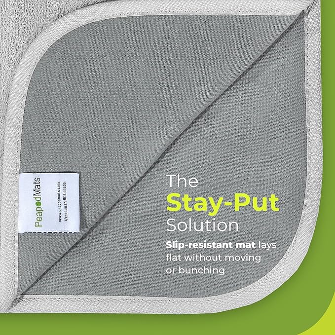 PeapodMats Bedwetting Waterproof Bed Mat, Reusable 3x3 Light Gray | Washable, reusable protection for bedwetting, incontinence, children, adults, seniors, pets and mattresses.