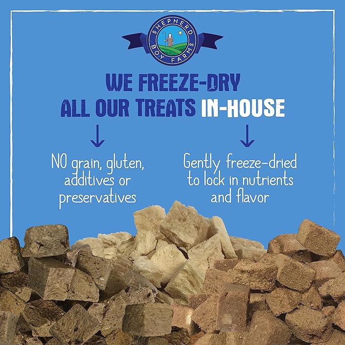 Shepherd Boy Farms Freeze Dried Dog and Cat Treats, Lamb Liver, All Natural Single Ingredient Freeze-Dried Dog Treat & Snacks, Made in USA, High Protein, Essential Nutrition of Raw Food, 8oz
