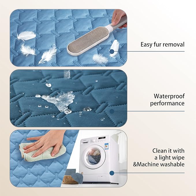 gogobunny Waterproof Blanket, Couch Covers for Dogs, Reversible Protector | 3X Stronger Leakproof, Scratch Proof Durable Furniture Protection, Stain Resistant, Washable, 30x70 Inch Dark/Light Blue