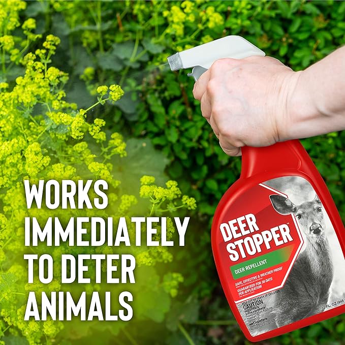 Deer Stopper, Liquid Animal Stopper Repellent, All Natural, Effective All Year Round, Safe for People and Pets, No Harsh Chemicals, Ready to Use, Deer & Moose Repellent - 32 oz. Trigger