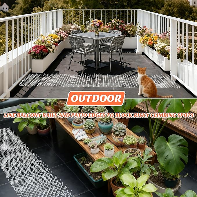 Transparent Cat Scat Mat with Spikes, 6.5FT Clear Cat Deterrent Mat for Sofa, Windowsill, Balcony & Garden, Cuttable Indoor Outdoor Pet Repellent Mat, 78 x 11 Inch