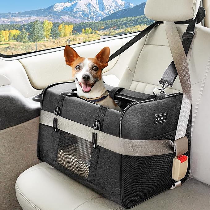 Petsfit Large Cat Carrier for Car Travel, Patented Seat Belt Buckle, 20 lb