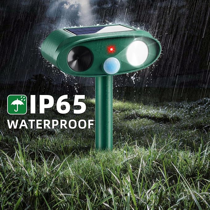 2026 Sonic Fortress Pro Deer Repellent,Solar Ultrasonic Animal Repellent Outdoor,Squirrel Racoon Fortress Pro Deer Deterrent Waterproof Motion Sensor Animal Repeller for Cat Dog Rabbit Skunk Fox Yard