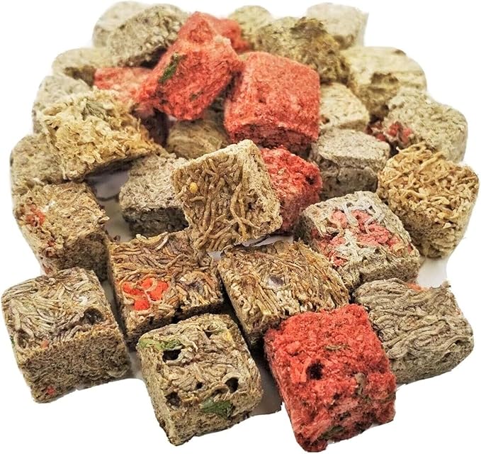 Aquatic Foods Inc. Freeze Dried California Blackworms, 6-Type Variety of Blackworms, with Spinach, Beef Heart, Plankton & Mysis Shrimp, Color Bits and FD Beef Heart. NOT Imported from Mexico...15g