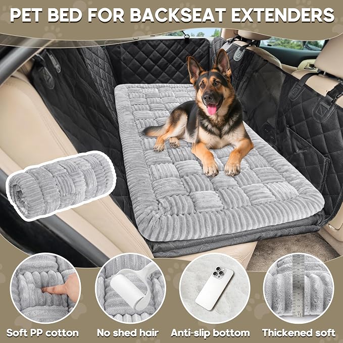 Dog Car Bed Mat Non-Slip Backseat Extender Dog Bed 56"x28.7" | Travel Bed for Dogs，Chew-Resistant, Easy Clean & Scratch-Proof, Comfort Design, Fits Trucks/Sedans/SUVs