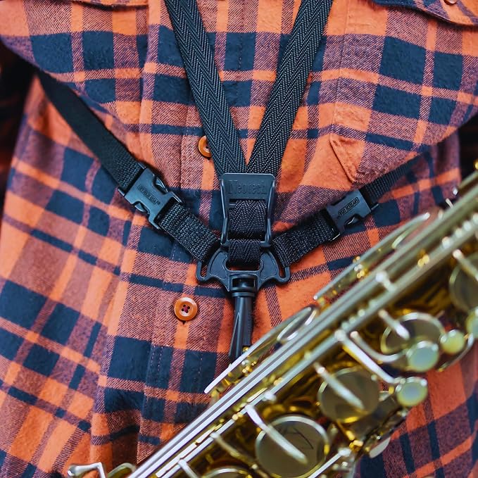 Neotech Soft Harness – Padded Neoprene Saxophone Shoulder Harness with Swivel Hook | Adjustable, Comfortable Support – Regular, Black, Made in USA