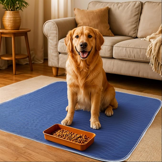 4 Pack Washable Pee Pads for Dogs 18" x 24", Waterproof Dog Training Pads | Reusable Dog Training Pads for Sofa, Incontinence Bed Pads for Adults, Elderly and Kids (Navy,Green) by Utopia Bedding