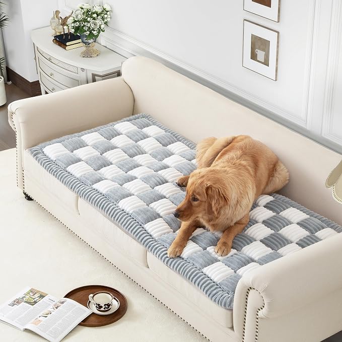 Couch Cover for Sofa, Sectional Couch Cover for Dogs, Sofa Cover Washable, Cushion Cover Blanket Pad Bed Mat for Pets, Fleece Furniture Protector, Grey, 27.6x70.9in