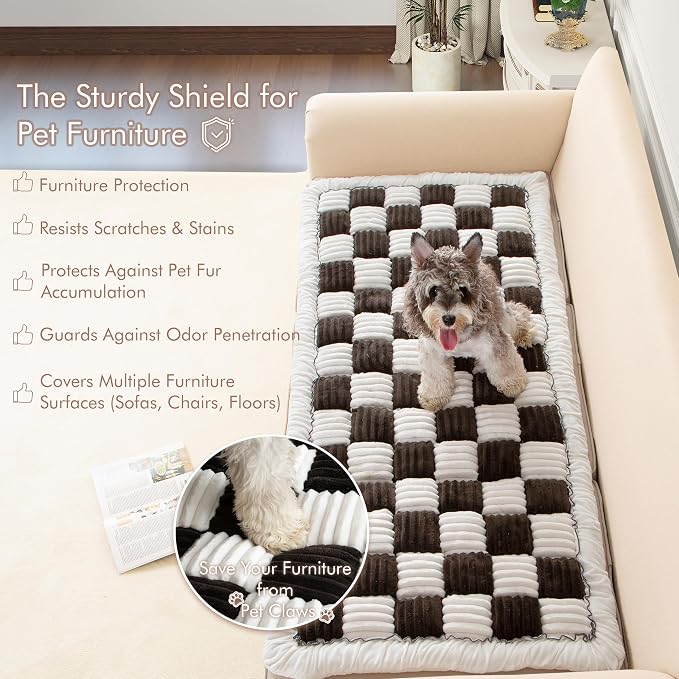 Couch Cover for Sofa, Sectional Couch Cover for Dogs, Sofa Cover Washable, Cushion Cover Blanket Pad Bed Mat for Pets, Fleece Furniture Protector, Black, 27.6x59in