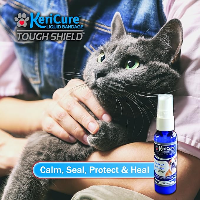 Tough Shield Silver Liquid Bandage Wound Spray for Dogs, Cats & Small Pets - 2oz Spray on Liquid Bandage First Aid - Silver Polymer Solution for Cuts, Sores & Bites - USA Made