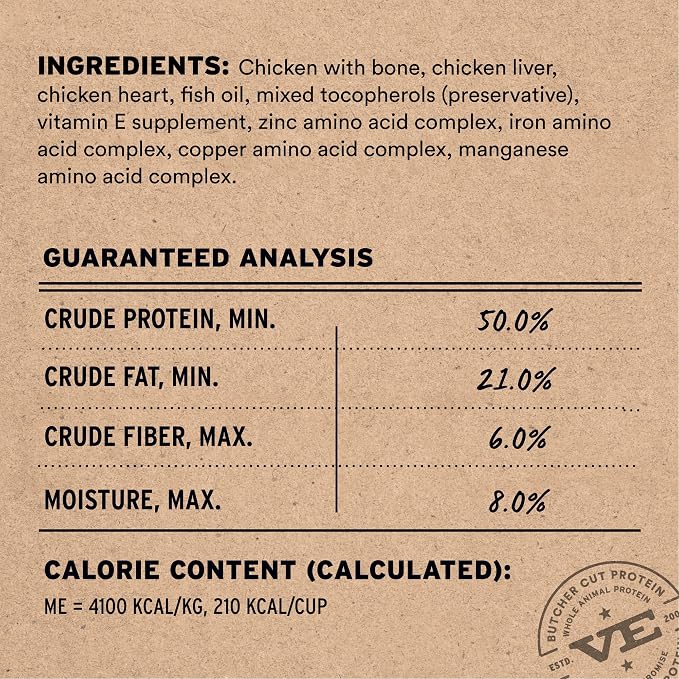 Vital Essentials Freeze Dried Dog Food, Raw Chicken Crunchy Mini Nibs | Complete Meal or Topper | 96% Chicken, Organs & Bone | Limited Ingredient, High Protein, Grain Free Dry Dog Food | 5.5 oz Bag