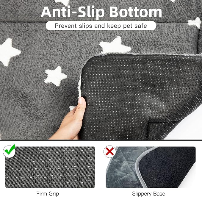 Mora Pets Cat Bed for Indoor Cats Washable Dog Crate Pad Cute Star Dog Bed Mat for Small Dogs Pet Kennel Pad for Cage Soft Flat Puppy Kitten for Sleeping Anti-Slip Grey 22 x 13 inch 2 Pack
