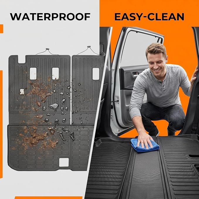 Cargo Mat for 2016-2022 Honda Pilot (No Elite), TPE All Weather Cargo Liner Trunk Mat Back Seat Cover Protector for Pilot Car Accessories (Trunk Liner with Backrest Mat)