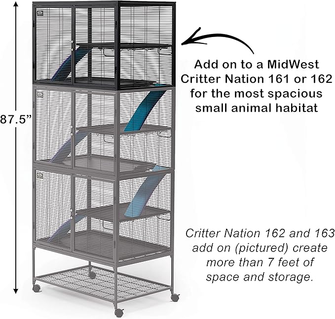 MidWest Homes for Pets Critter Nation Add-On Unit Small Animal Cage, No Stand, Expands Model 161 or 162