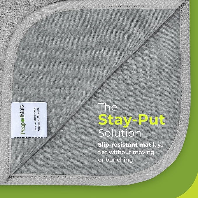 PeapodMats Bedwetting Waterproof Bed Mat, Reusable 3x5 Light Gray | Washable reusable bed mat for bedwetting, incontinence, kids, adults, pets, and mattress protection.