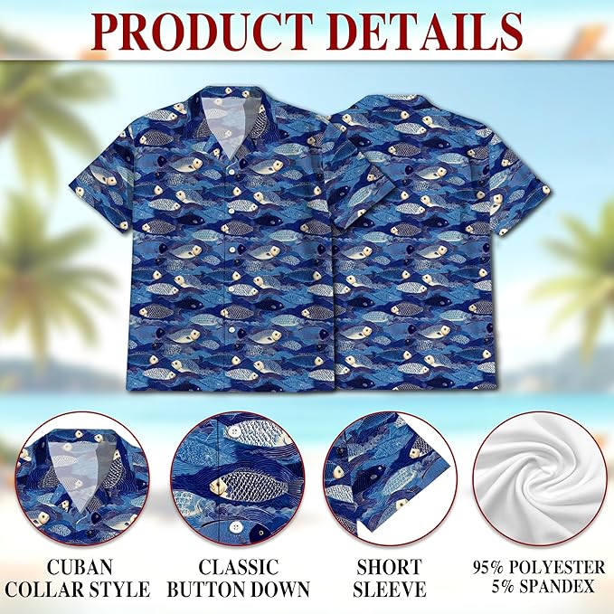 Fishing Crappie Hawaiian Shirt for Men, Button Down Summer Beach Short Sleeve, Fishing Lover Gifts, Sizes S-5XL