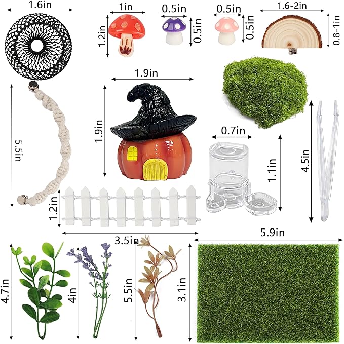 Jumping Spider Enclosure Accessories, 15PCS Decor Kit with Tarantula Habitat Hide Climbing Ledge Water Dish for Spider Tank Decorations