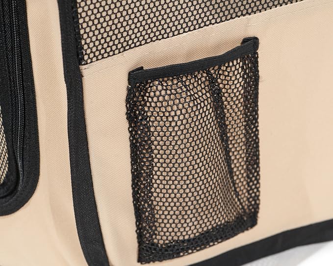 Pawer 36”×18.5” 8-Panel Foldable Pet Playpen, for Small Medium Cat/Dog/Puppy, Olive+Beige, 600D Oxford Cloth Portable Indoor & Outdoor Kennel with Carry Bag, Multiple Sizes & Colors Available