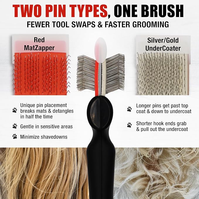 FlexIt Home - Flexible Slicker Brush for Dogs (Double, Firm Flex) | Dog Grooming Brush for Poodles, Golden Doodles, Huskies, Retrievers, and Labradoodles | 3-in-1 System & Video Trainings