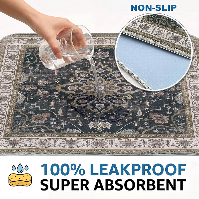 Washable Pee Pads for Dogs,Great Urine Absorbent Reusable Puppy Training Pads,Waterproof,Leak-Proof & Non-Slip Potty Pads for Whelping,Crate,Playpen,Bed.(Black Floral,54"x54")
