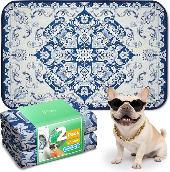FXW Washable Pee Pads for Dogs, Super Absorbent, 23" x 35", 2 Packs | Machine washable, Non-slip backing