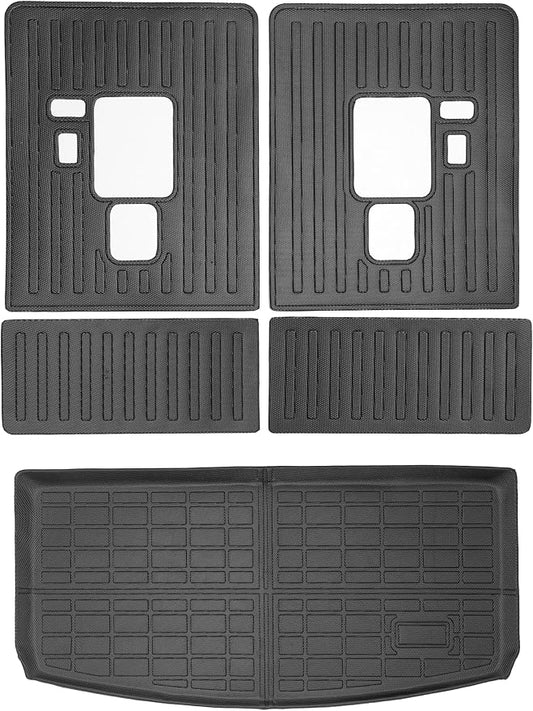 Yakitoko 3D TPE Car Trunk Cargo Liner Mat for Jeep Grand Cherokee L 2021-2025 6/7 Seat with Backrest Mat Custom Fit All-Weather Waterproof Floor Protection, Heavy Duty & Odorless