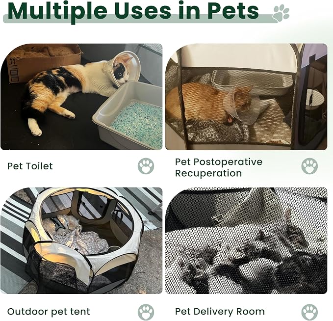 Love's cabin Pet Puppy Dog Playpen, Large Dog Tent Crates Cage Indoor/Outdoor, Portable Playpen for Cat, Foldable Pop Up Dog Kennel Playpen with Carring Case, Removable Zipper Top, Dark Grey