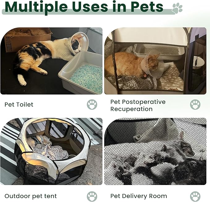 Love's cabin Pet Puppy Dog Playpen, Medium Dog Tent Crates Cage Indoor/Outdoor, Portable Playpen for Cat, Foldable Pop Up Dog Kennel Playpen with Carring Case, Removable Zipper Top, Dark Grey