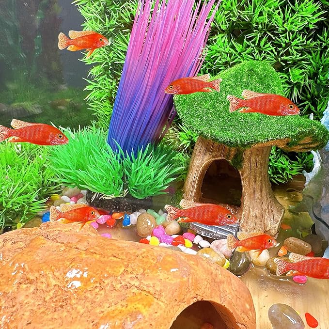 Tfwadmx Aquarium Decoration House Resin Hollow Hideout House Moss Cave Betta Fish Log Ornament Tank Hideaway Accessories for Mini Small Fish Shrimp