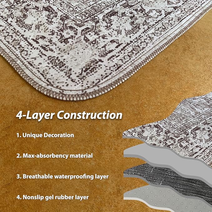 nunubaby 2PACK Washable Pee Pads for Dogs, Stylish, Non-Slip and Leak-Proof Pee Pads. Reusable Potty Pads for Dogs for Crates and Floors.(Brown/Geo,72" x72" )