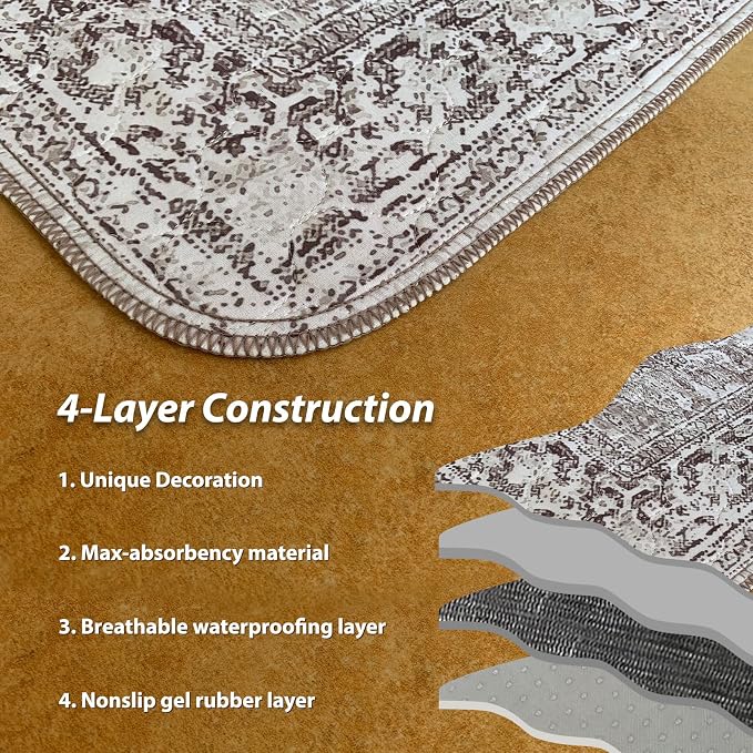 nunubaby 4PACK Washable Pee Pads for Dogs, Stylish, Non-Slip and Leak-Proof Pee Pads. Reusable Potty Pads for Dogs for Crates and Floors.(Brown/Geo,18" x24" )