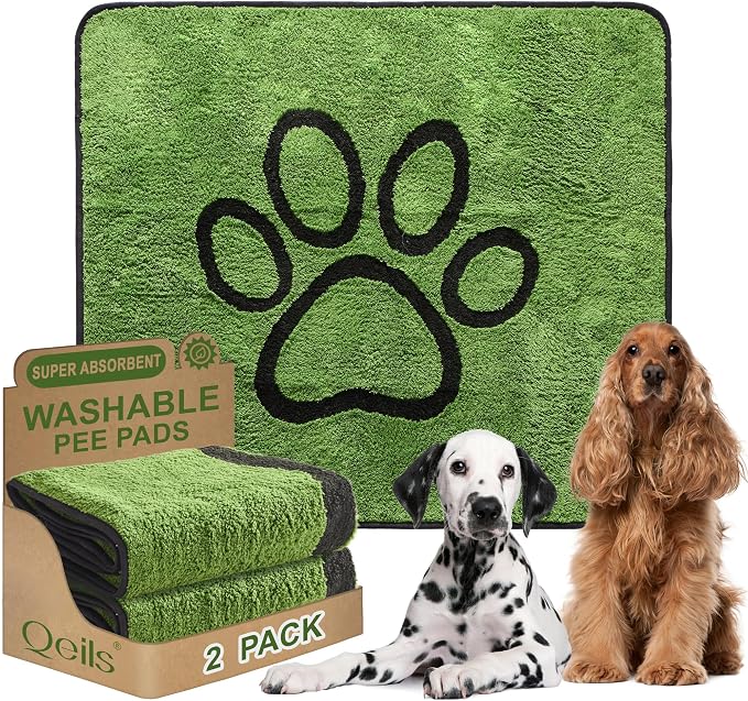 Reusable Dog Pee Pads, Washable Puppy Pads, Leak-Proof 48"x48" 2 Pack | Super Absorbent And Non-Slip Potty Training Pads, Soft Paw Print Plush Design, Ideal For Crates, Couch, Car Seats & Pet Beds