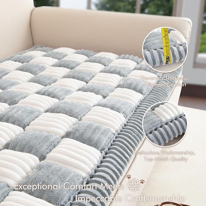 Couch Cover for Sofa, Sectional Couch Cover for Dogs, Sofa Cover Washable, Cushion Cover Blanket Pad Bed Mat for Pets, Fleece Furniture Protector, Grey, 27.6x70.9in