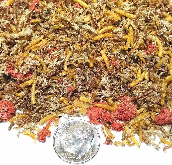 Aquatic Foods Inc. Gourmet Blend of 5-Type Freeze Dried Loose California Blackworms, Tubifex Worms, Beef Heart Mix, Bloodworms, White Worms for Discus, Cichlids, All Tropical Fish GB-520-25gram