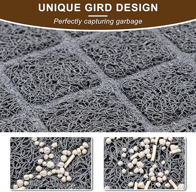 Cat Litter Mat Litter Box Mat，Litter Trapping Mat Premium Durable PVC Pad, 47 x 35 Inches Kitty Litter Box, Easy to Clean，Non-Slip，Urine Waterproof