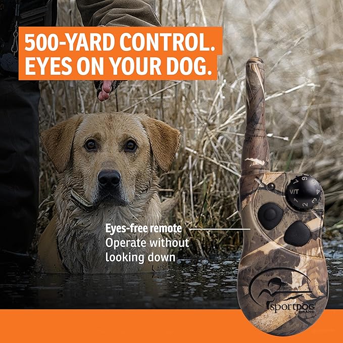 SportDOG Brand WetlandHunter 425X Camouflage Dog Static Collar with Remote and Add-A-Dog Collar - 500 Yard Range Remote Trainer - Rechargeable Dog Training Collar with Static, Vibrate, and Tone