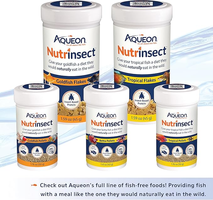 Aqueon Nutrinsect Fish-Free Fish Food, Tropical Pellets, 1.76 oz (Pack of 2)