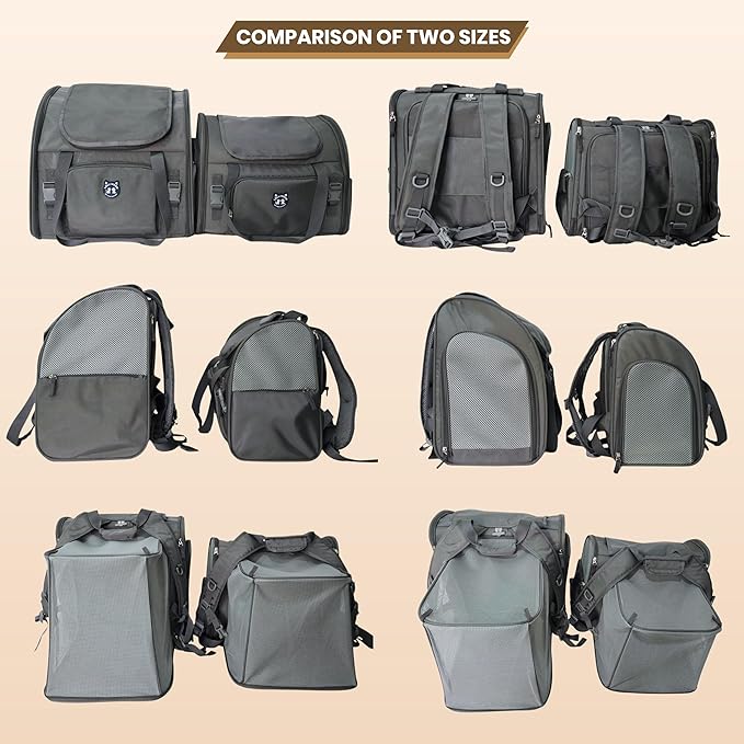Expandable Cat Carrier Backpack for Large Cats - Airline Approved Pet Carrier Backpack for Small Dogs, Hiking & Travel, Waterproof with Breathable Mesh, 14lbs Capacity (Dark Grey, Standard)